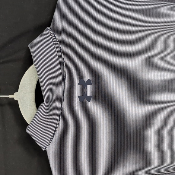 Under Armour Men's Medium Blue & Grey Striped Polo Shirt - Picture 4 of 5